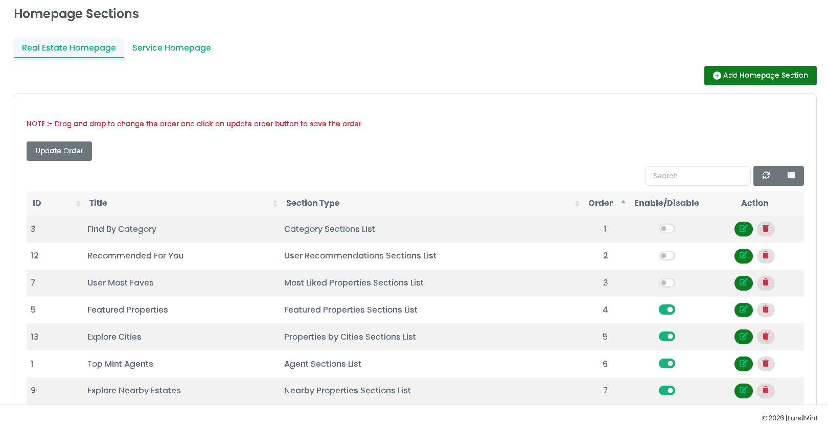 Dynamic Homepage