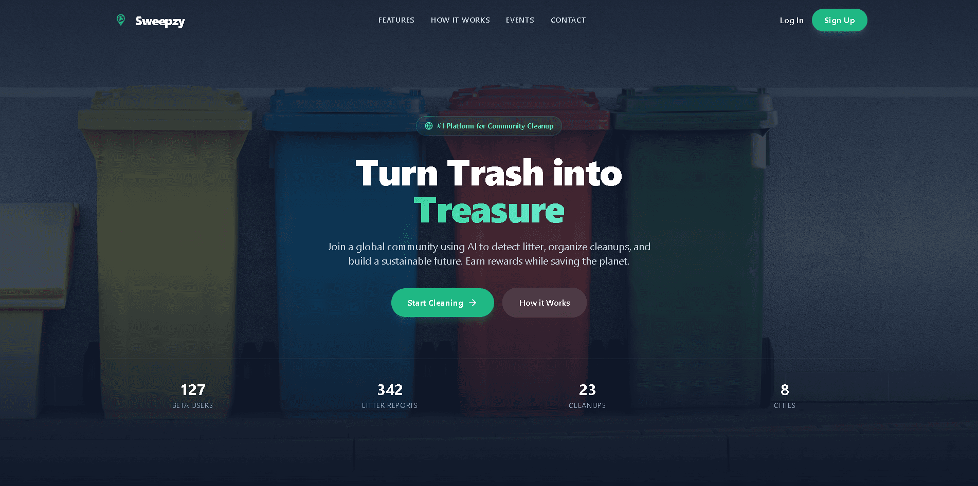 Sweepzy Landing Page